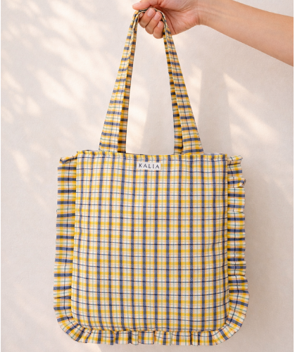 Tote bag cuadros amarillos