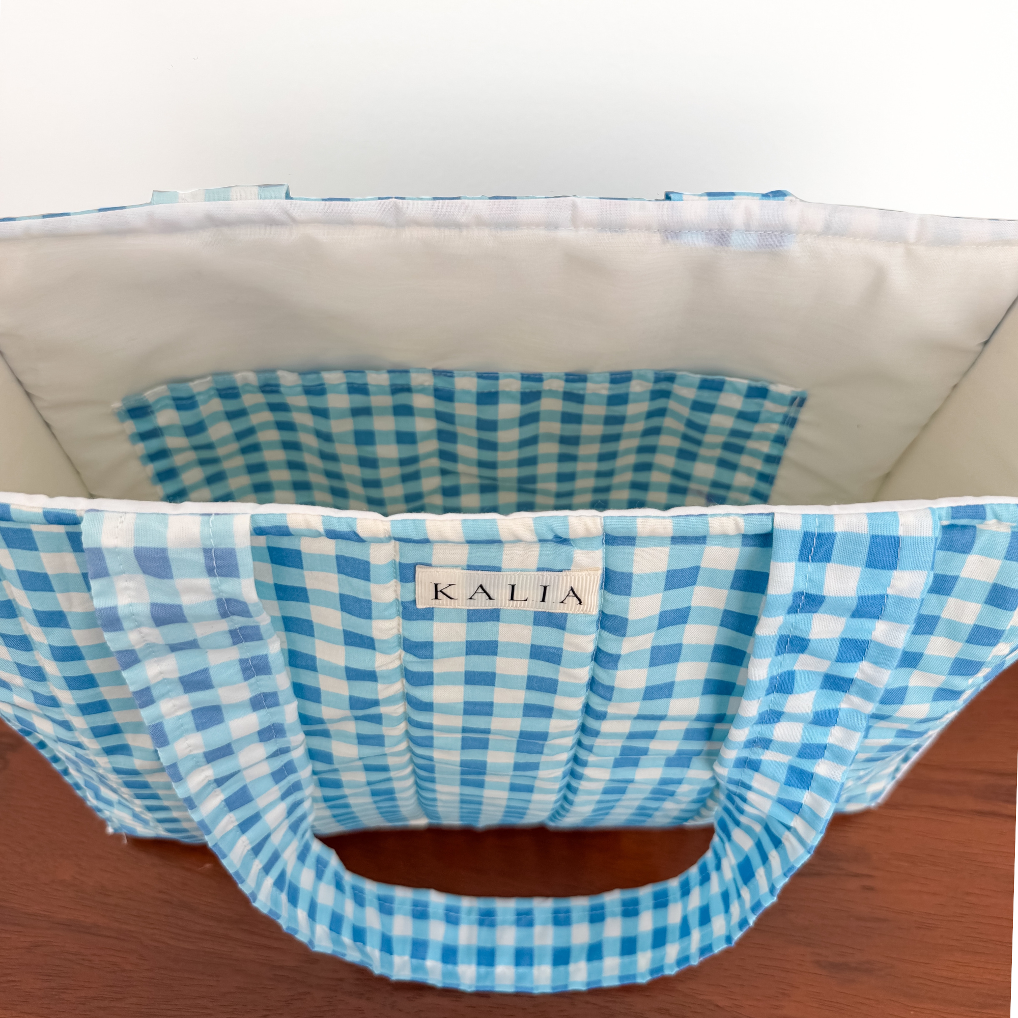 Bolsa cuadros azul