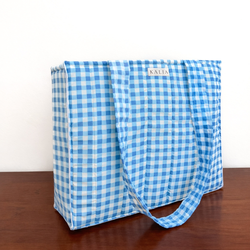 Bolsa cuadros azul