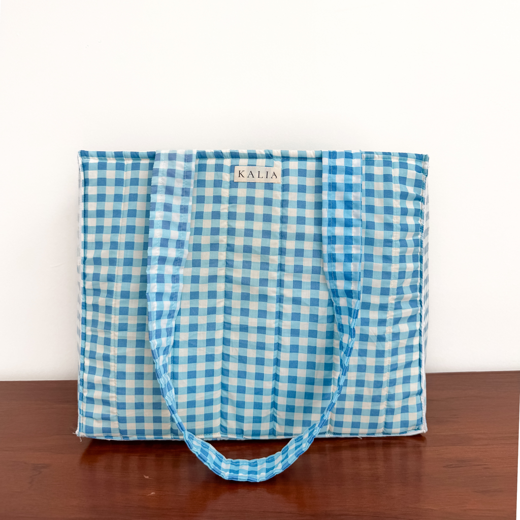 Bolsa cuadros azul