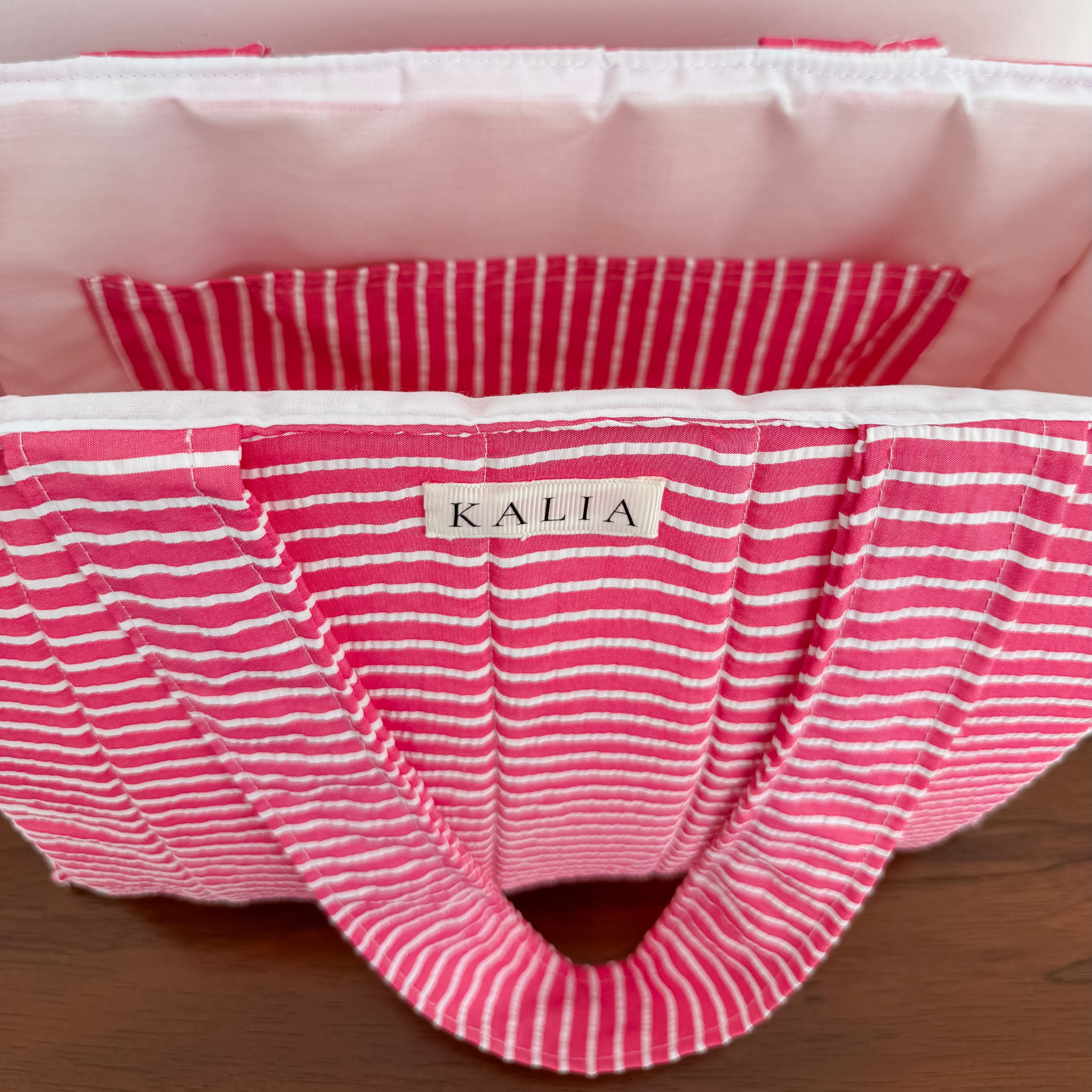 Bolsa rayas rosa