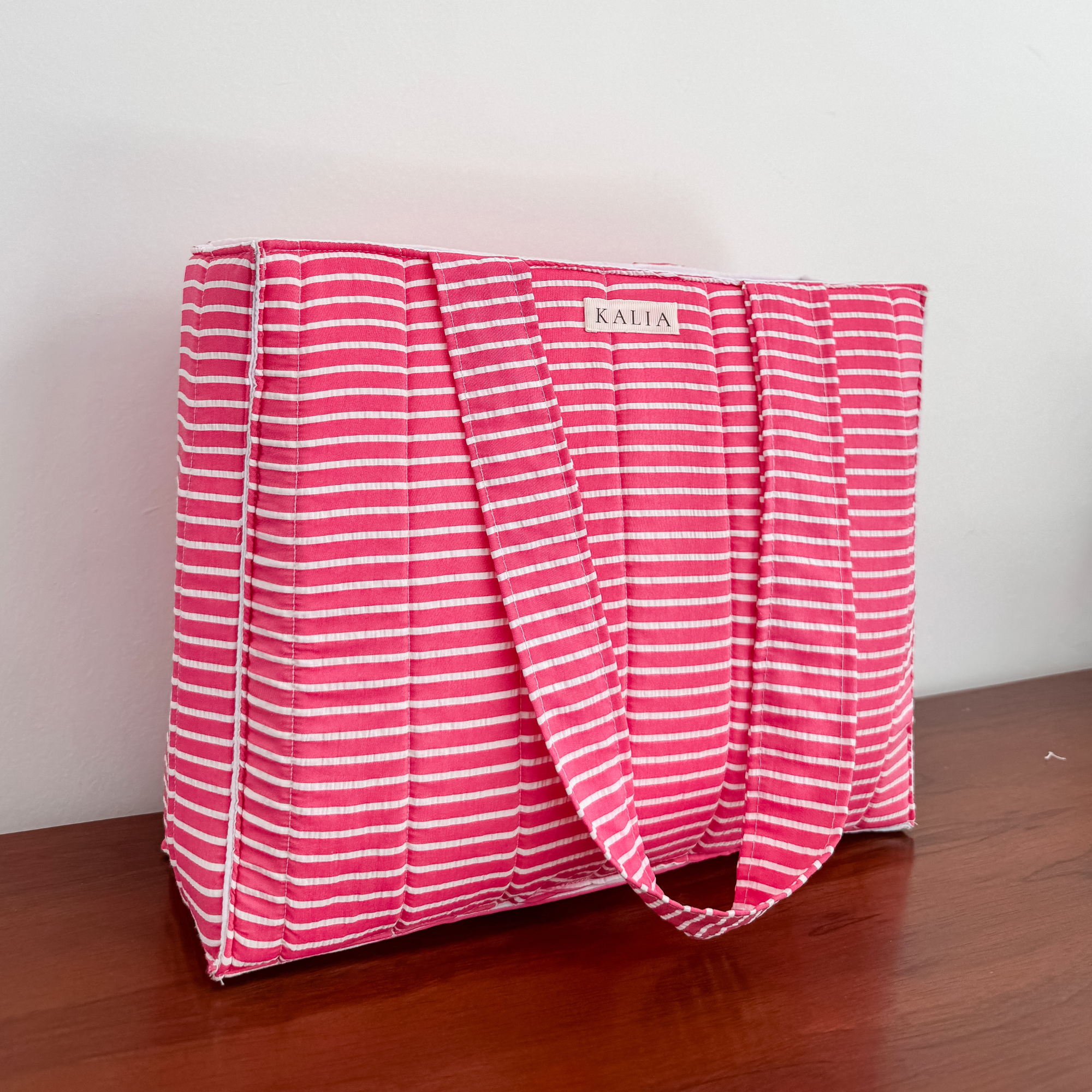 Bolsa rayas rosa