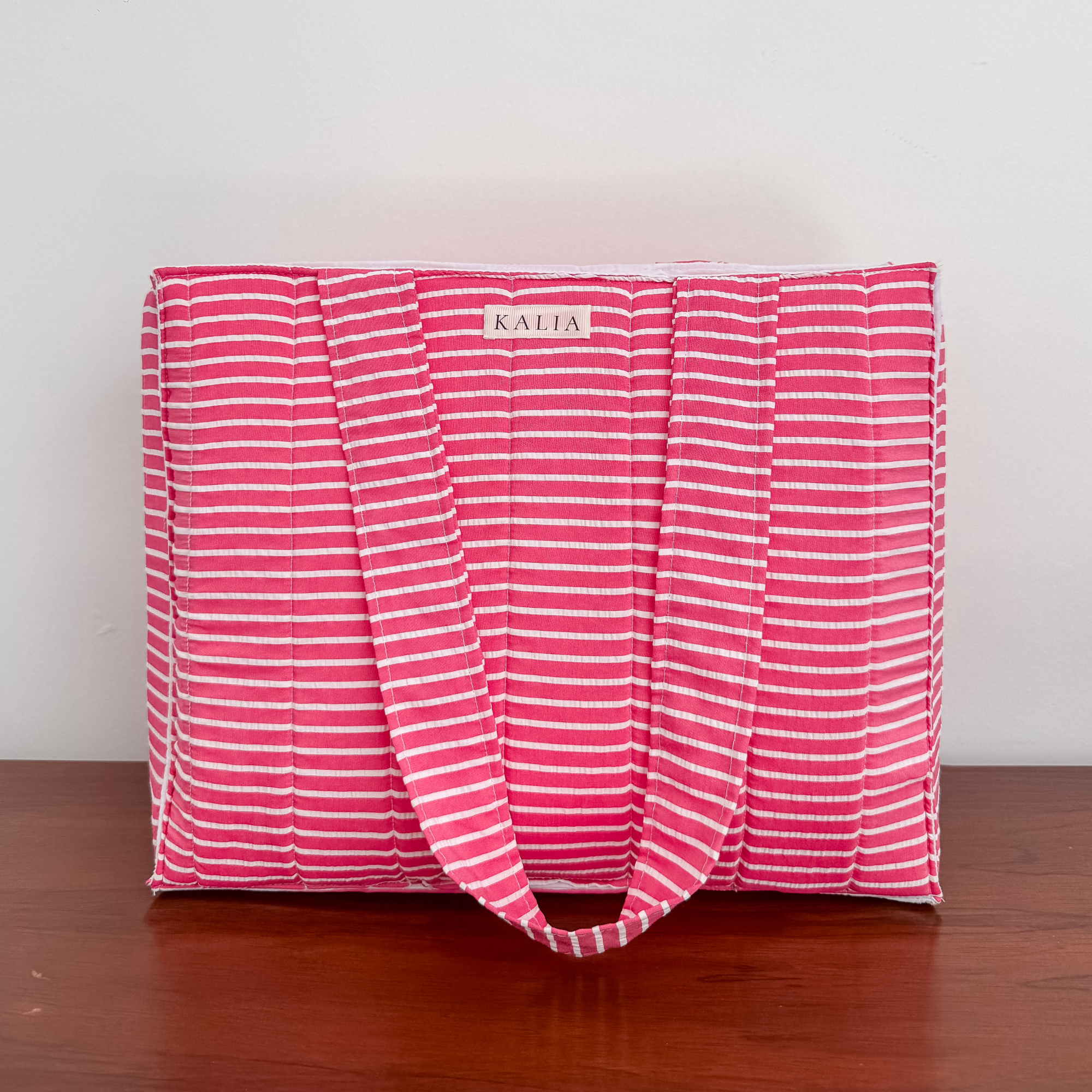 Bolsa rayas rosa