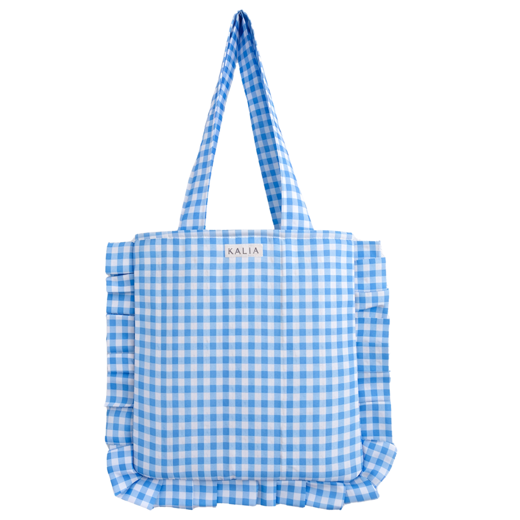 Tote bag cuadros azules
