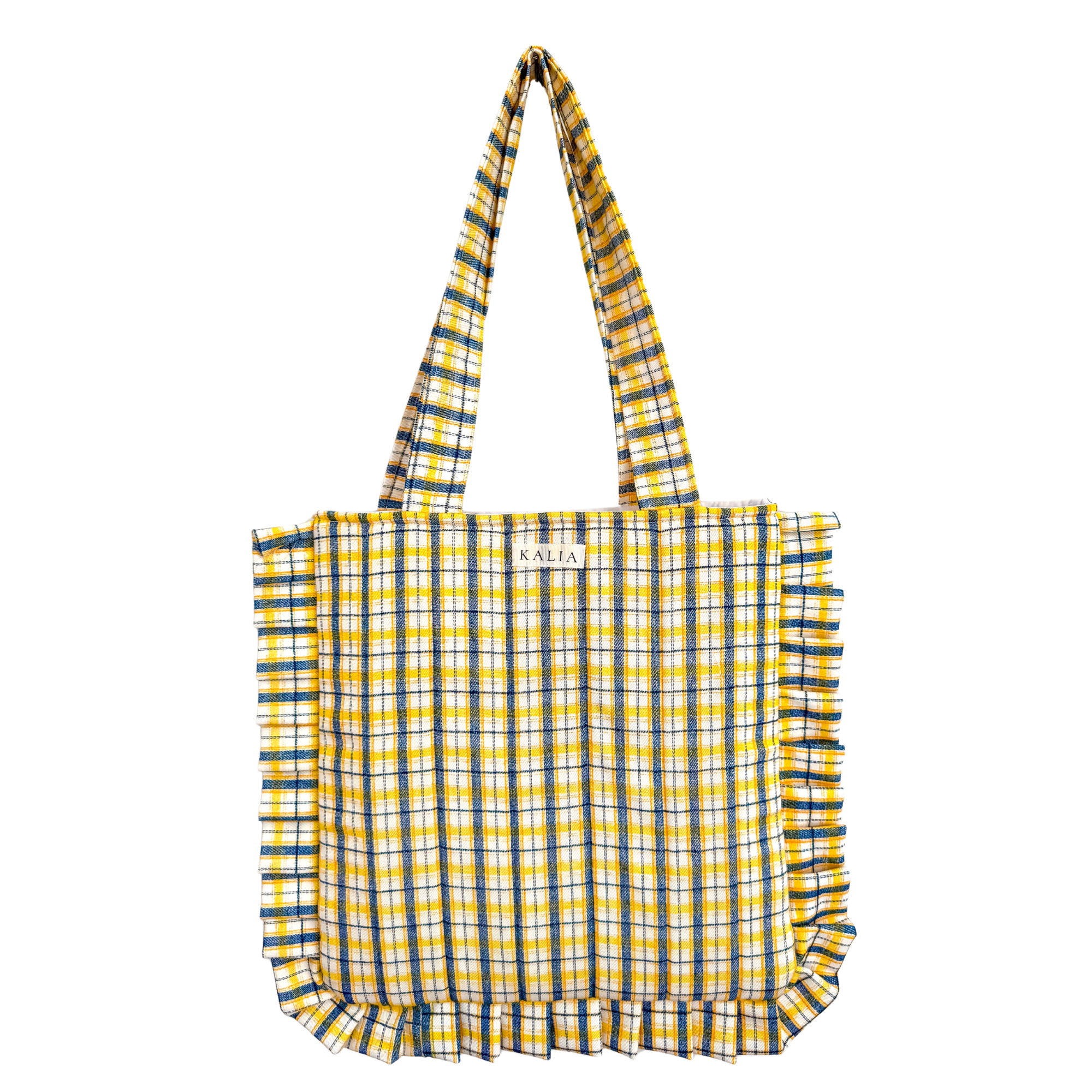 Tote bag cuadros amarillos