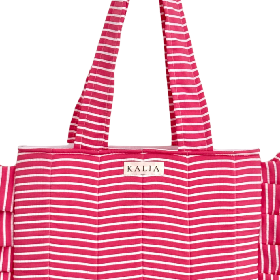 Tote bag rayas rosas