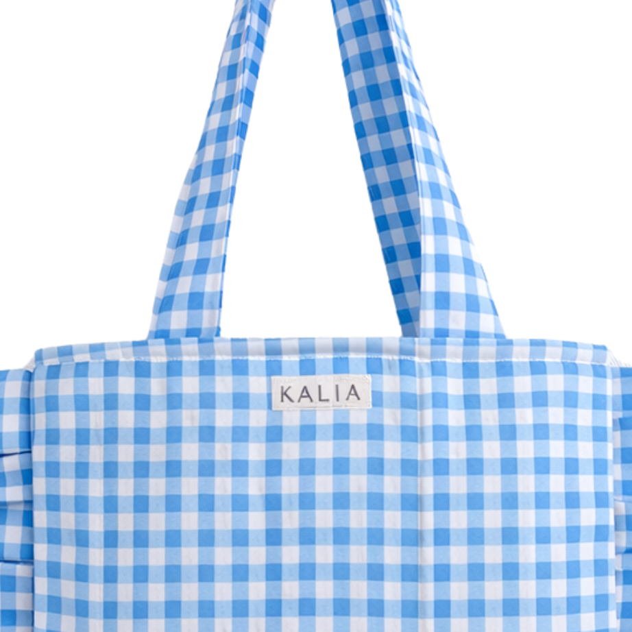 Tote bag cuadros azules