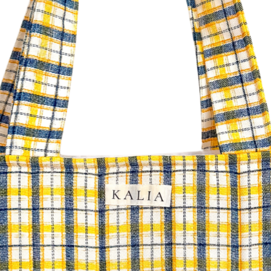 Tote bag cuadros amarillos